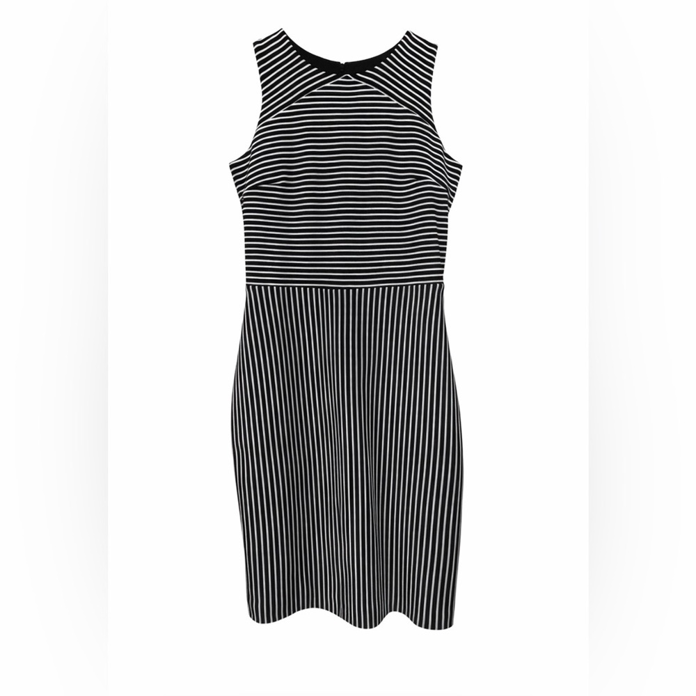 Banana Republic Black and White Striped Strapless Dress